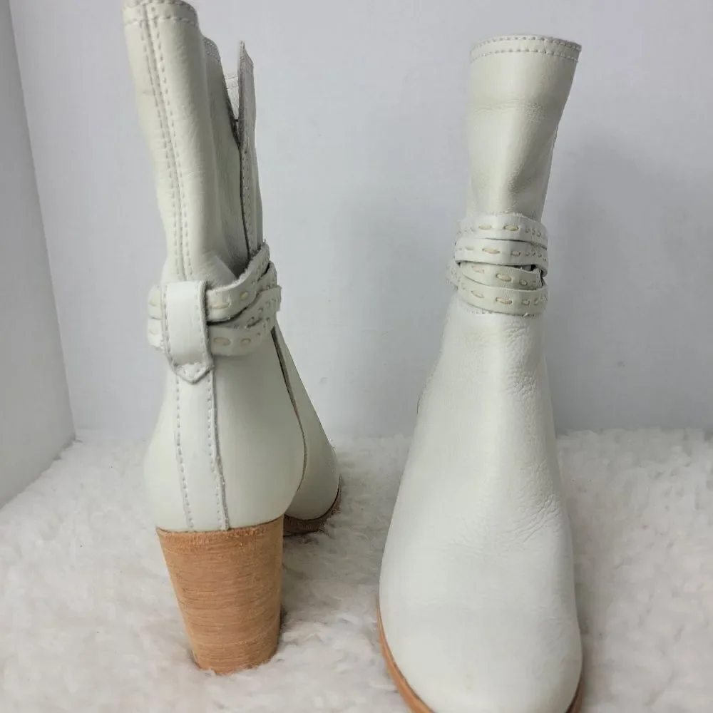 Frye Naomi Pickstitch Womens Size 8.5 B  Italian White Leather Boots
